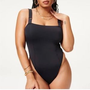 Good American Contour One Piece Swimsuit GSW0243 Black Size 3XL